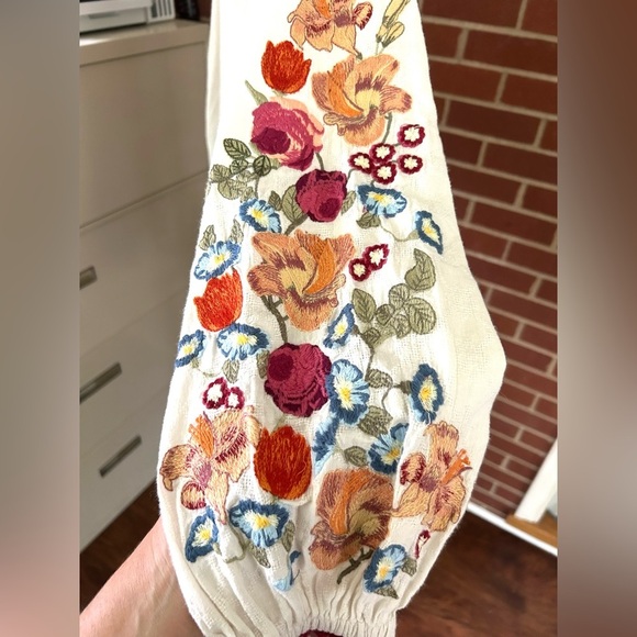 Sundance‎ Boho Embroidered Peasant Blouse XS 🪡🌸 Cottagecore Festival Top - Picture 4 of 9